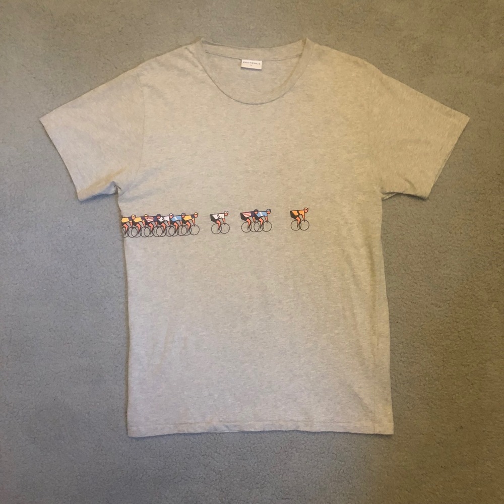Erstwhile Cycling Peloton Graphic Tee Grey Large Wrap Around Bike Racing Shirt